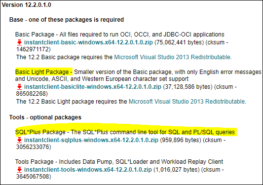 Versions used: SQL*Plus 12.2.0.1.0, for a Windows 64-bit environment