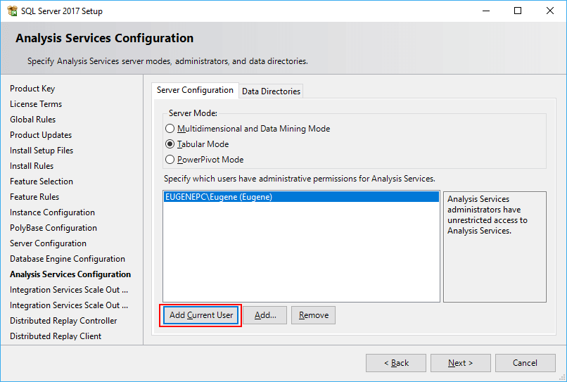 Analysis Services Configuration