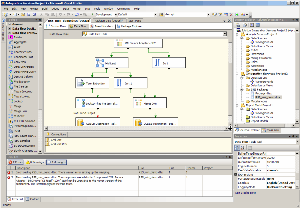 Environment SQL Server Business Intelligence Development Studio