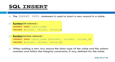 INSERT SQL - adds rows to the table