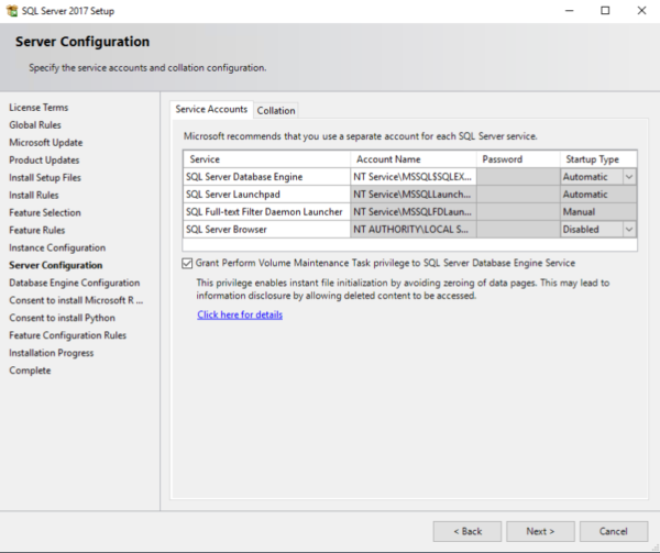 On the Collation tab one can change the sorting parameters