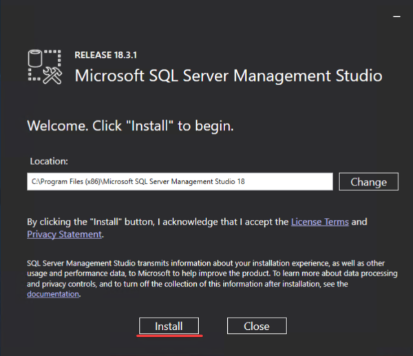 SQL Server Management Studio Install
