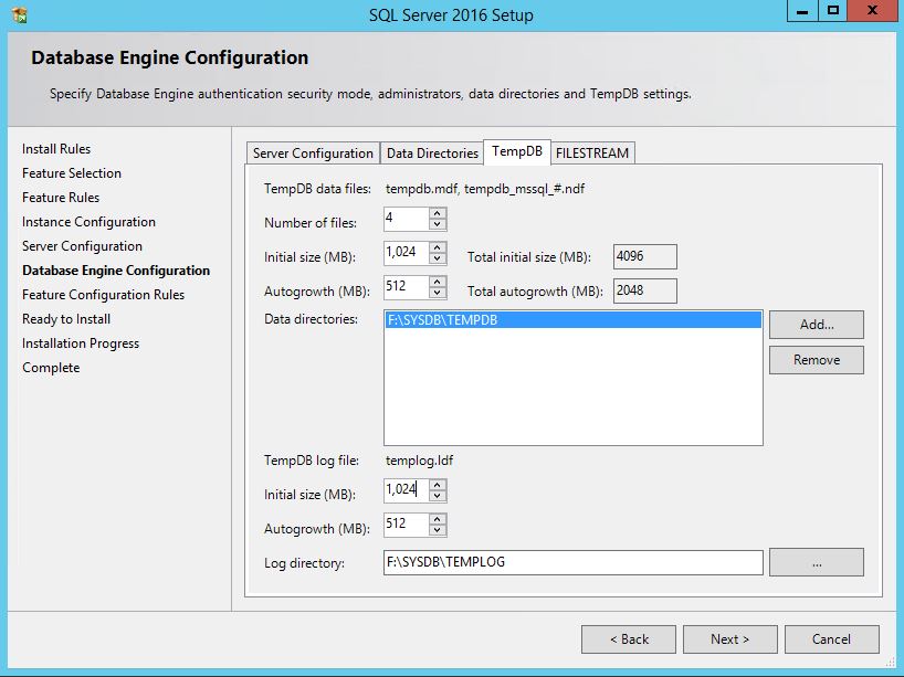 Setting up TempDB