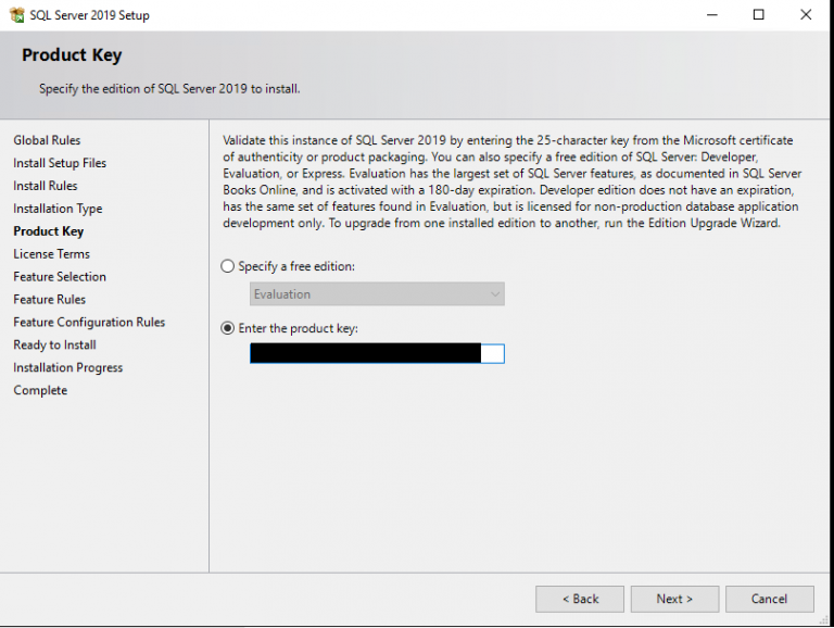 Type of installation of SQL Server