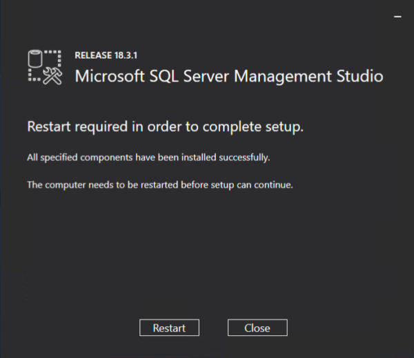 SQL Server Management Studio installation
