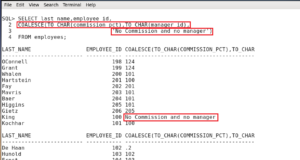 Oracle COALESCE function