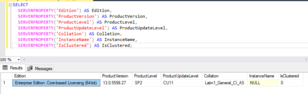 The SERVERPROPERTY function returns information about server instance properties