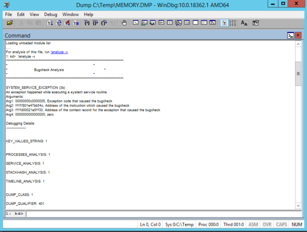 Analyzing information about the process that caused Windows to crash