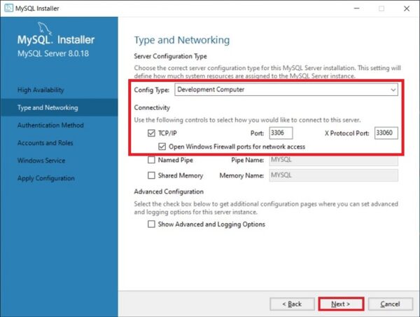 Configuring MySQL Server