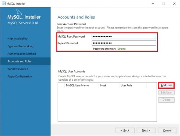 Configuring MySQL Users