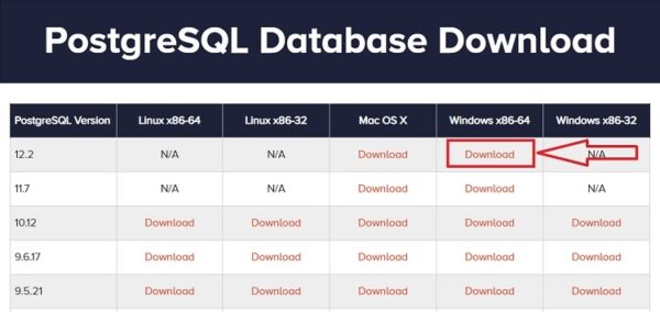 Downloading the installer for Windows