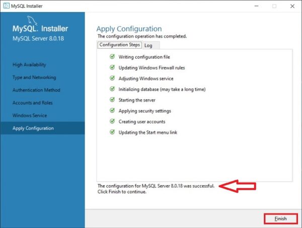 Finishing MySQL Server configuration