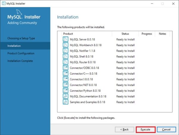 Installing MySQL components