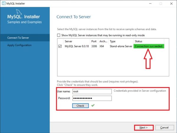 Installing test data on MySQL