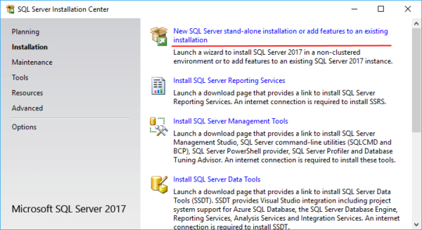 New installation of an isolated SQL Server instance or adding components to an existing installation
