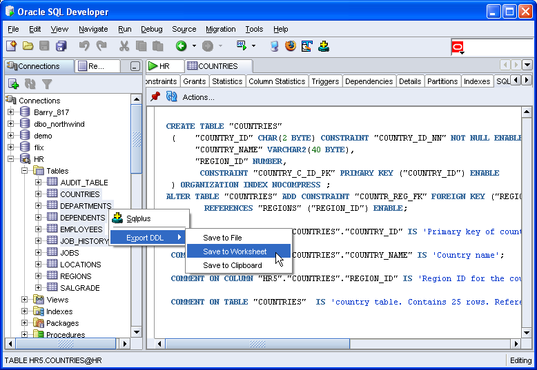 compare oracle table tool