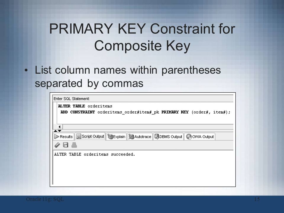 Oracle Primary Keys