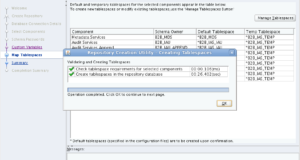 Search for default Oracle tablespaces