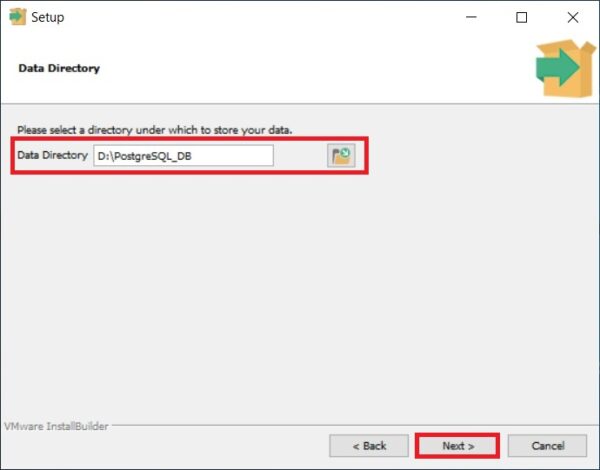 Specify a directory to store database files