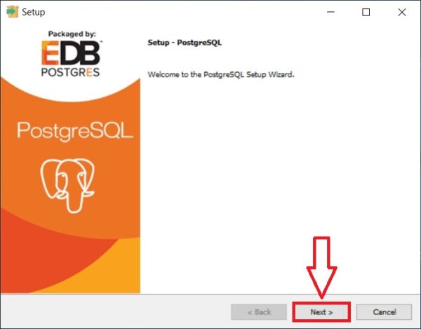 Starting the PostgreSQL installer