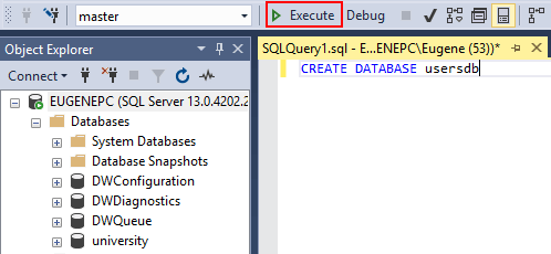 CREATE DATABASE usersdb