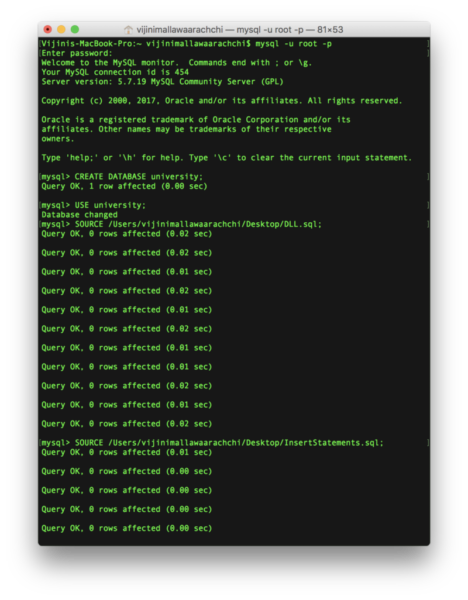 Configuring the database for the examples