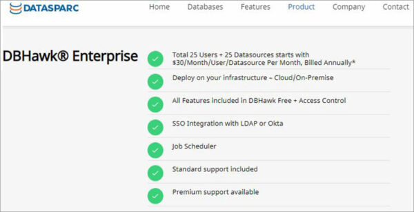 DBHawk Enterprise: $ 30 per month