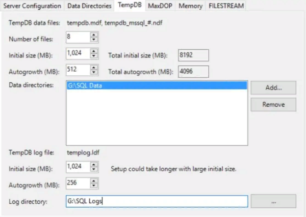 TempDB database configuration