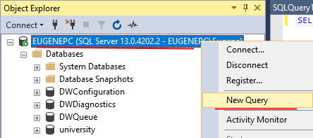 The CREATE DATABASE command is used to create the database