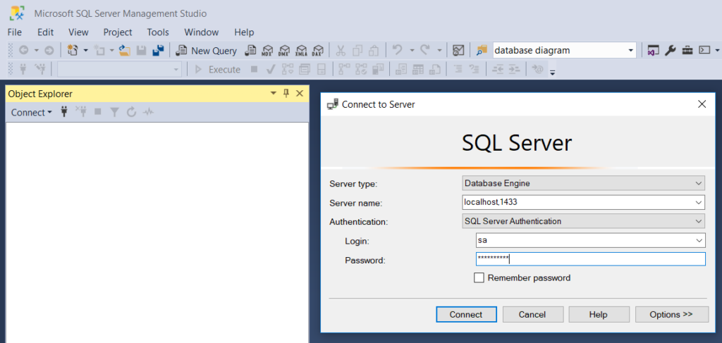 run the SQL Server Management Studio and connect to the SQL server