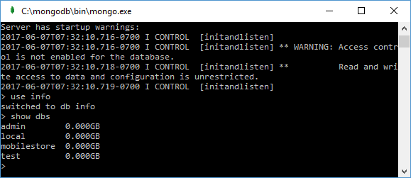 use the command show DBS to display the names of all available databases